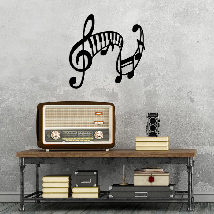 Wallity Musical - 438 Escultura de pared de metal negra